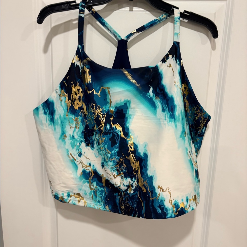 Old Navy Blue and Gold Abstract Fitness bra top
